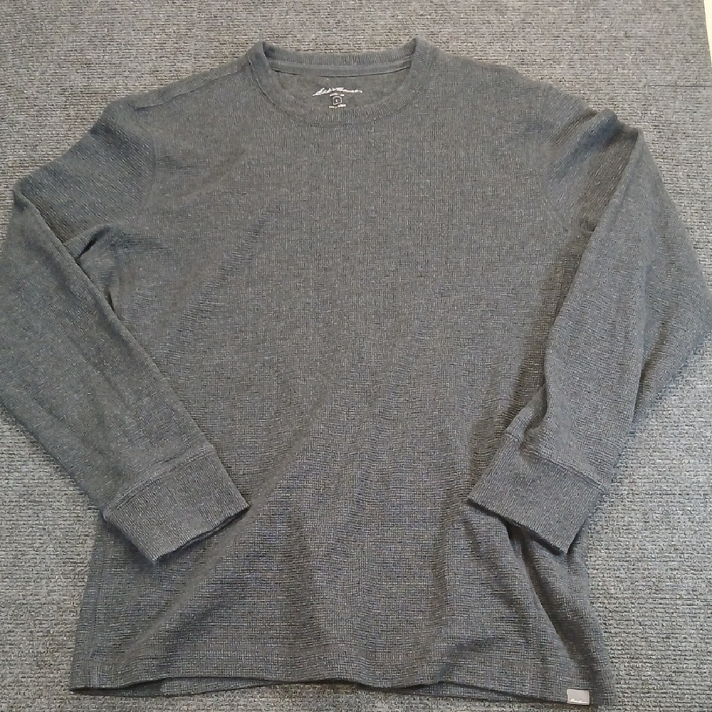 Eddie Bauer Men's Long Sleeve Thermal Crewneck - Charcoal Gray Size Large